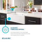 Elkay Tarja Fireclay 30" x 18-13/16" x 9-5/8" de Un Tazón Farmhouse (Kit) — ambiente de cocina