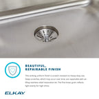 Elkay Tarja Lustertone® Classic Acero Inoxidable 35-3/4" x 18-1/2" x 10" de Dos Tazones Iguales Bajo Cubierta — ambiente de cocina