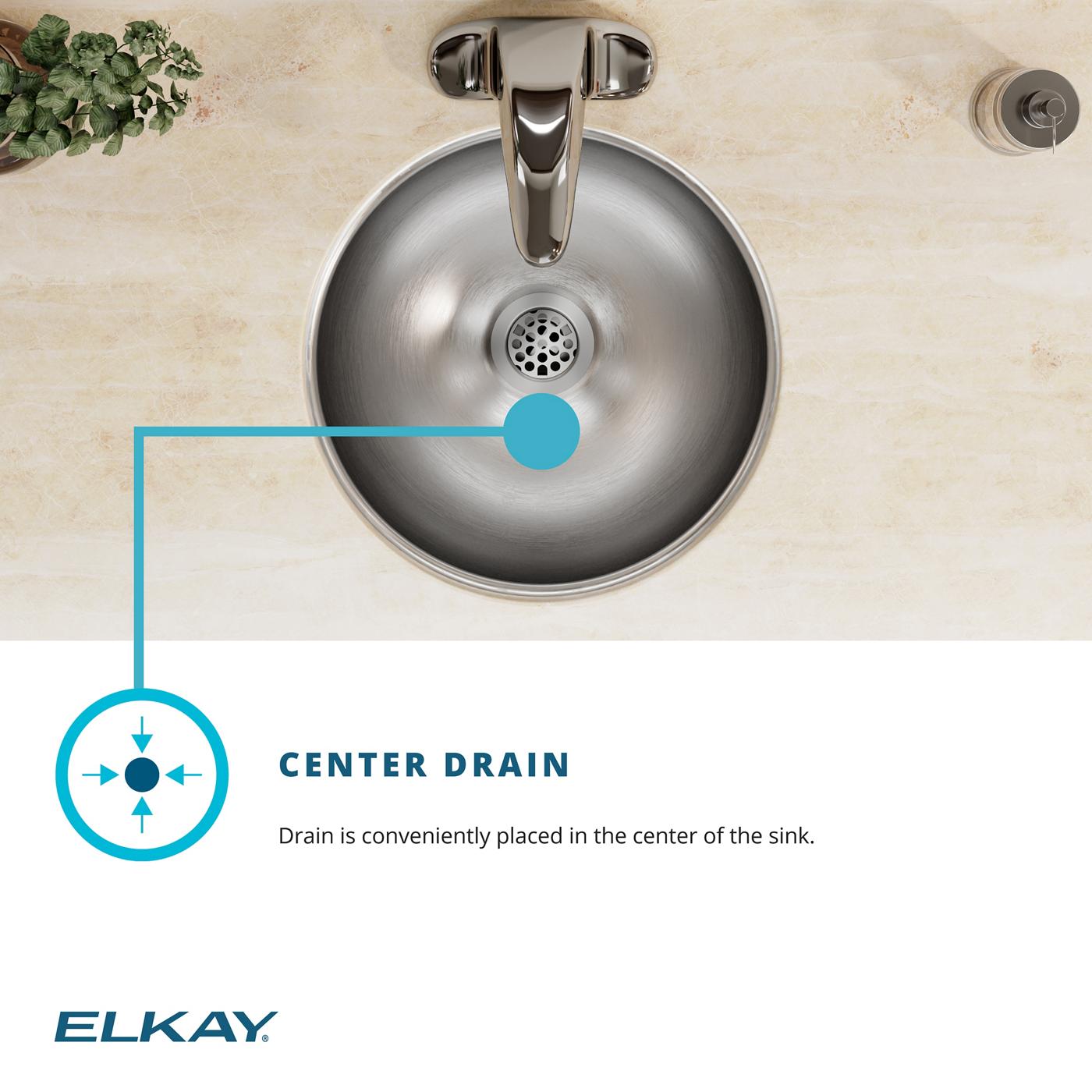 Elkay Tarja Asana® Acero Inoxidable 14-3/8" x 14-3/8" x 6" de Un Tazón Bajo Cubierta Bathroom — ambiente de cocina