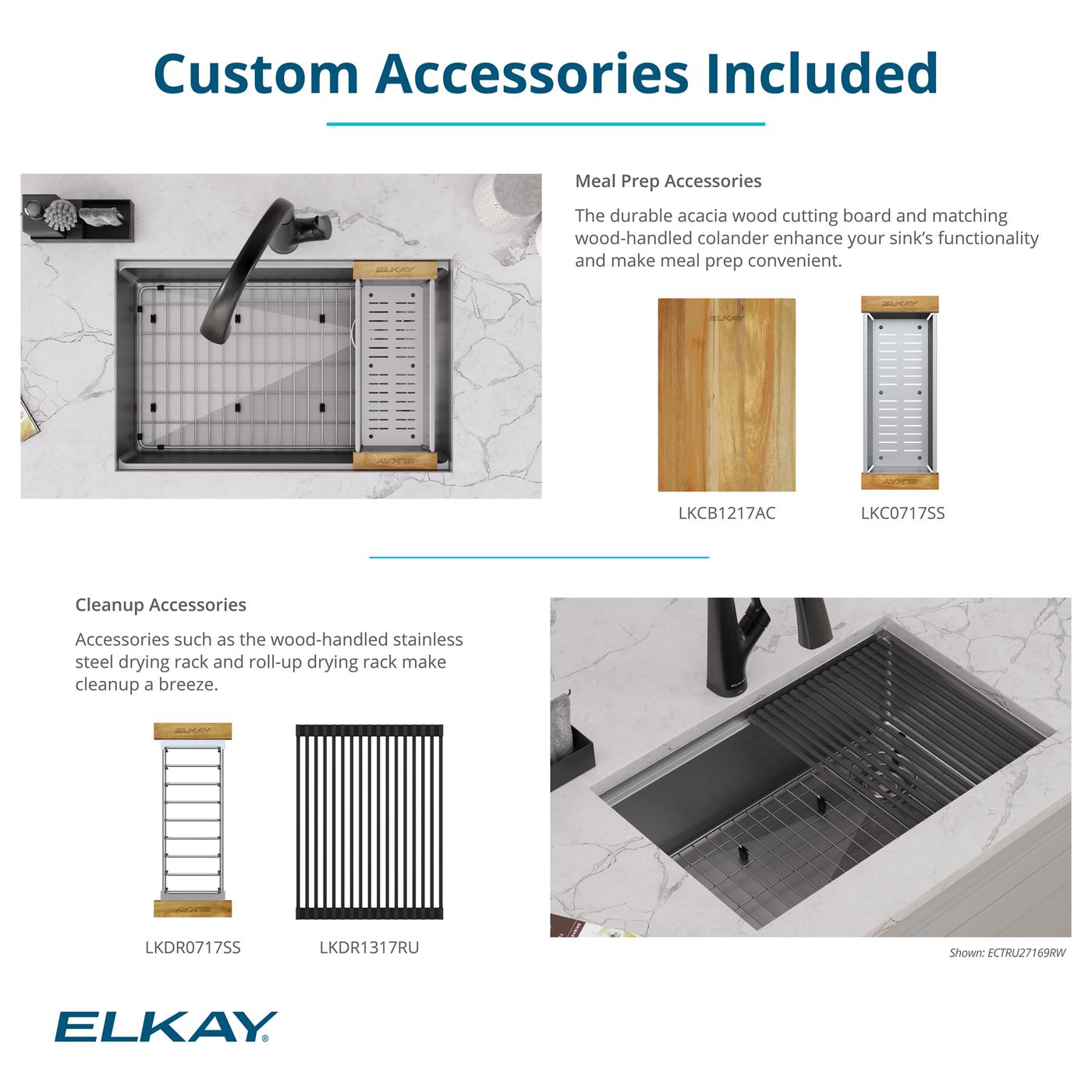 Elkay Tarja Crosstown® Calibre 18 Workstation Acero Inoxidable 28-1/2" x 18-1/2" x 8-1/2" de Un Tazón Bajo Cubierta (Kit) — ambiente de cocina