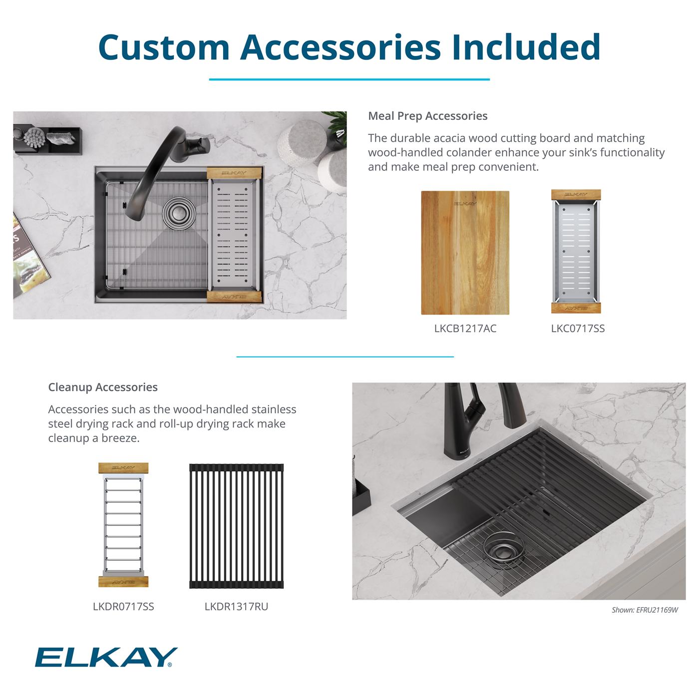 Elkay Tarja Crosstown® Calibre 16 Workstation Acero Inoxidable 22-1/2" x 18-1/2" x 8-3/4" de Un Tazón Bajo Cubierta (Kit) — ambiente de cocina