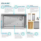 Elkay Tarja Crosstown® Calibre 16 Workstation Acero Inoxidable 31-1/2" x 18-1/2" x 9" de Un Tazón Bajo Cubierta (Kit con Llave Filtrada para Bebidas) — ambiente de cocina