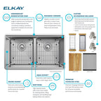 Elkay Tarja Crosstown® Calibre 16 Workstation Acero Inoxidable 31-1/2" x 18-1/2" x 9" de Dos Tazones Iguales (Kit con Aqua Divide) — ambiente de cocina