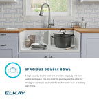 Elkay Tarja Fireclay 33" x 19-15/16" x 9" de Dos Tazones Iguales Farmhouse — ambiente de cocina