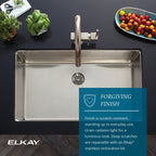 Elkay Tarja Lustertone Iconix® Calibre 16 Acero Inoxidable 23-1/2" x 18-1/4" x 9" de Un Tazón Bajo Cubierta with Perfect Drain® — ambiente de cocina