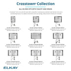 Elkay Tarja Crosstown® Calibre 18 Acero Inoxidable 13-1/2" x 18-1/2" x 9" de Un Tazón Bajo Cubierta Bar (Kit con Llave y Drenaje) — ambiente de cocina