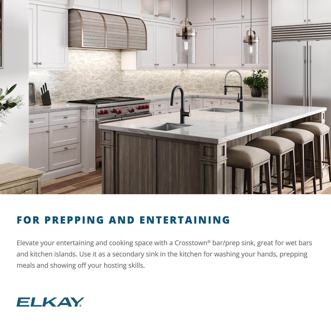 Elkay Tarja Crosstown® Calibre 18 Acero Inoxidable 13-1/2" x 18-1/2" x 9" de Un Tazón Bajo Cubierta Bar (Kit) — ambiente de cocina