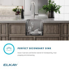 Elkay Tarja Crosstown® Calibre 18 Acero Inoxidable 13-1/2" x 18-1/2" x 9" de Un Tazón Bajo Cubierta Bar (Kit con Llave y Drenaje) — ambiente de cocina