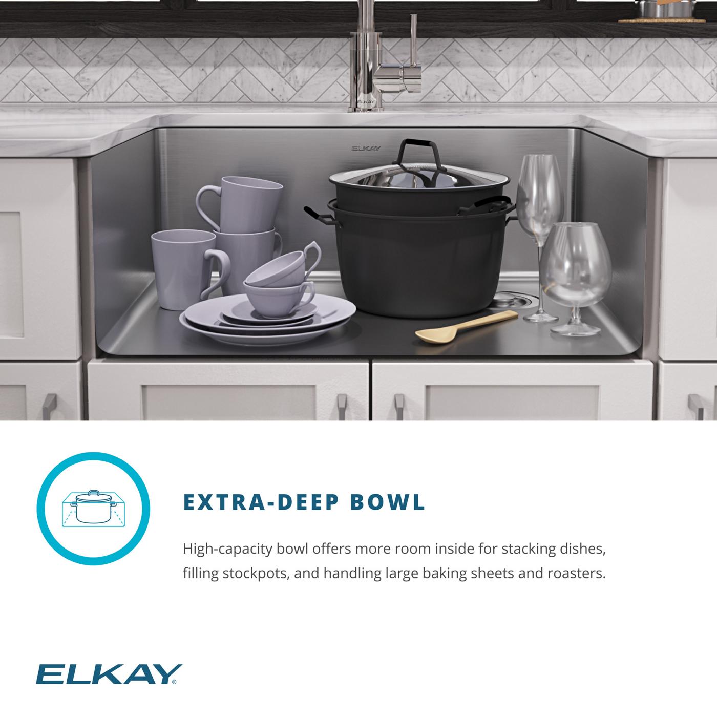Elkay Tarja Crosstown® Calibre 18 Workstation Acero Inoxidable 25-1/2" x 18-1/2" x 9" de Un Tazón Bajo Cubierta (Kit) — ambiente de cocina