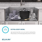 Elkay Tarja Crosstown® Calibre 16 Workstation Acero Inoxidable 25-1/2" x 18-1/2" x 9" de Un Tazón Bajo Cubierta (Kit) — ambiente de cocina