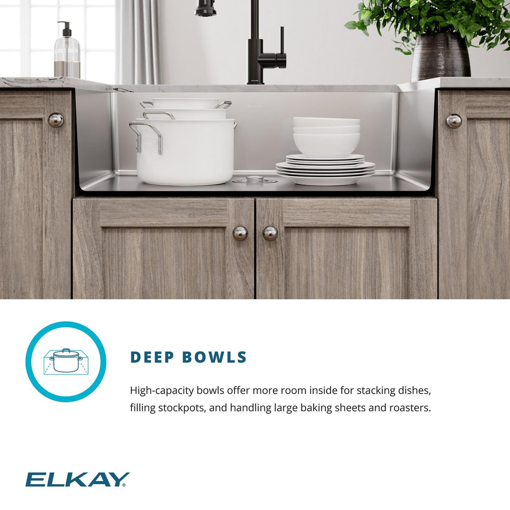Elkay Tarja Crosstown® Calibre 18 Acero Inoxidable 33" x 22" x 9" de Un Tazón de Doble Montaje (Kit) — ambiente de cocina