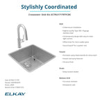 Elkay Tarja Crosstown® Calibre 18 Acero Inoxidable 18-1/2" x 18-1/2" x 9" de Un Tazón Bajo Cubierta (Kit con Llave Rejilla de Fondo y Drenaje) — ambiente de cocina
