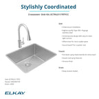 Elkay Tarja Crosstown® Calibre 18 Acero Inoxidable 22-1/2" x 18-1/2" x 9" de Un Tazón Bajo Cubierta (Kit con Llave y Drenaje) — ambiente de cocina