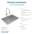 Elkay Tarja Crosstown® Calibre 18 Acero Inoxidable 25-1/2" x 18-1/2" x 9" de Un Tazón Bajo Cubierta (Kit con Llave Rejilla de Fondo y Drenaje) — ambiente de cocina