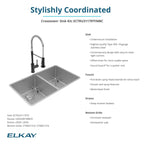 Elkay Tarja Crosstown® Calibre 18 Acero Inoxidable 31-1/2" x 18-1/2" x 9" de Dos Tazones Iguales Bajo Cubierta (Kit con Llave Rejilla de Fondo y Drenaje) — ambiente de cocina