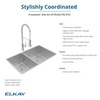 Elkay Tarja Crosstown® Calibre 18 Acero Inoxidable 31-1/2" x 18-1/2" x 9" 40/60 de Dos Tazones Bajo Cubierta (Kit con Llave y Drenaje) — ambiente de cocina