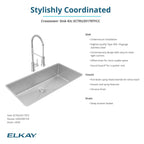 Elkay Tarja Crosstown® Calibre 18 Acero Inoxidable 36-1/2" x 18-1/2" x 9" de Un Tazón Bajo Cubierta (Kit con Llave y Drenaje) — ambiente de cocina
