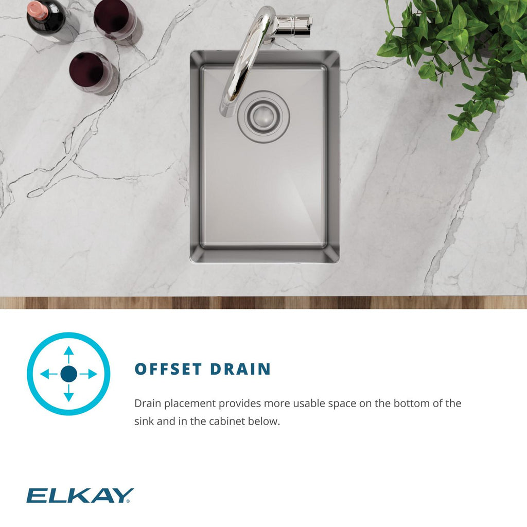 Elkay Tarja Crosstown® Calibre 18 Acero Inoxidable 13-1/2" x 18-1/2" x 9" de Un Tazón Bajo Cubierta Bar (Kit con Llave y Drenaje) — ambiente de cocina