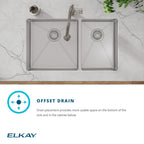 Elkay Tarja Crosstown® Calibre 18 Acero Inoxidable 31-1/2" x 18-1/2" x 9" 60/40 de Dos Tazones Bajo Cubierta (Kit con Llave y Drenaje) — ambiente de cocina