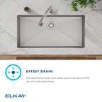 Elkay Tarja Crosstown® Calibre 18 Acero Inoxidable 36-1/2" x 18-1/2" x 9" de Un Tazón Bajo Cubierta (Kit con Llave Rejilla de Fondo y Drenaje) — ambiente de cocina