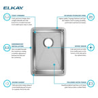 Elkay Tarja Crosstown® Calibre 18 Acero Inoxidable 13-1/2" x 18-1/2" x 9" de Un Tazón de Bar Bajo Cubierta — ambiente de cocina