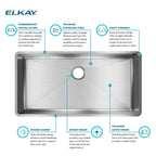 Elkay Tarja Crosstown® Calibre 18 Acero Inoxidable 36-1/2" x 18-1/2" x 9" de Un Tazón Bajo Cubierta — ambiente de cocina