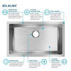 Elkay Tarja Crosstown® Calibre 16 Acero Inoxidable 30-1/2" x 18-1/2" x 10" de Un Tazón Bajo Cubierta — ambiente de cocina