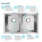 Elkay Tarja Crosstown® Calibre 16 Acero Inoxidable 30-3/4" x 18-1/2" x 10" de Dos Tazones Iguales Bajo Cubierta — ambiente de cocina