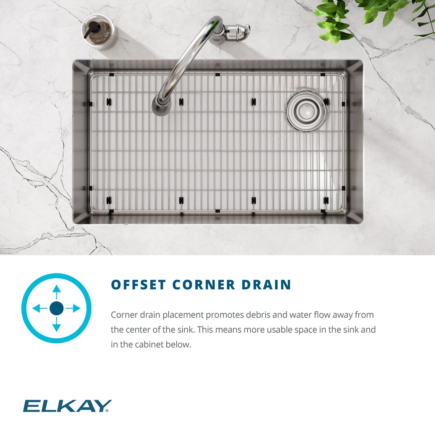 Elkay Tarja Crosstown® Calibre 18 Acero Inoxidable 31-1/2" x 18-1/2" x 9" de Un Tazón Bajo Cubierta (Kit) with Faucet — ambiente de cocina