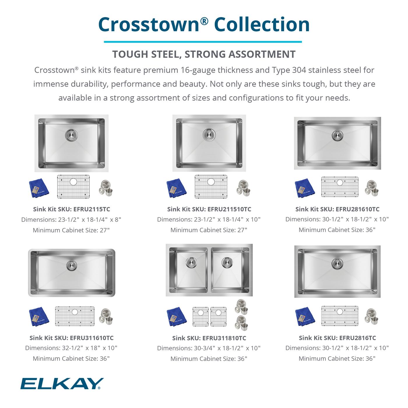 Elkay Tarja Crosstown® Calibre 16 Acero Inoxidable 30-3/4" x 18-1/2" x 10" de Dos Tazones Iguales Bajo Cubierta (Kit) — ambiente de cocina