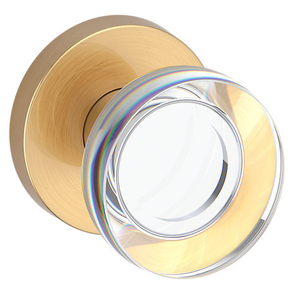 Baldwin Hardware Reserve Perilla Contemporary Crystal — Latón satinado Lifetime — Contemporary Round — Dummy completo
