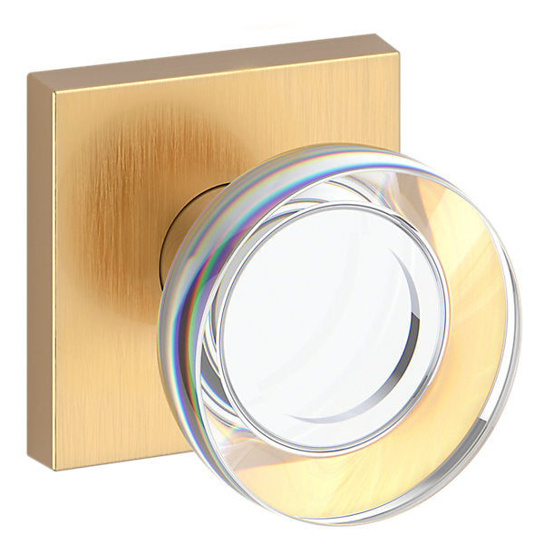 Baldwin Hardware Reserve Perilla Contemporary Crystal — Latón satinado Lifetime — Contemporary Square — Dummy completo