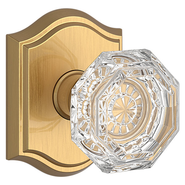 Baldwin Hardware Reserve Perilla Crystal — Latón satinado Lifetime — Traditional Arch — Dummy completo