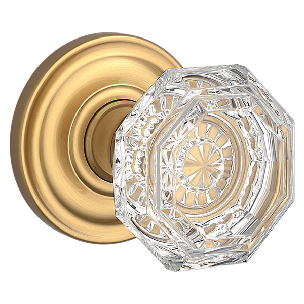 Baldwin Hardware Reserve Perilla Crystal — Latón satinado Lifetime — Traditional Round — Dummy completo