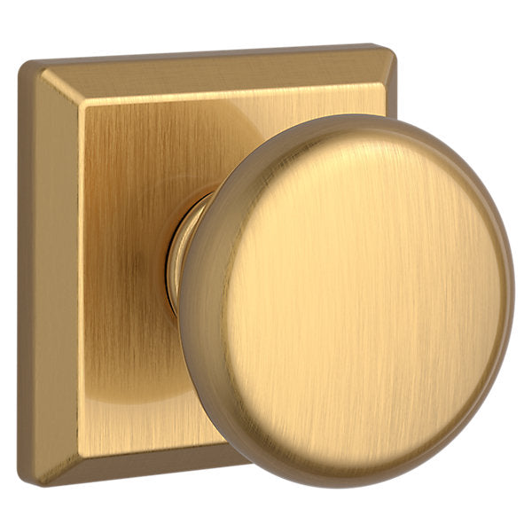 Baldwin Hardware Reserve Perilla Round — Latón satinado Lifetime — Traditional Square — Dummy completo