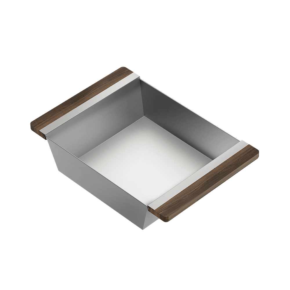 Julien · Contenedor Hondo Deslizante con Asas de Madera — Maple / 6″ × 17⅞″ · tarja Fira · alto 4¼″