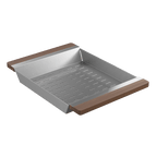 Julien · Colador Deslizante con Asas de Madera — Nogal / 12″ × 17⅜″ · tarja Fira · alto 2¼″