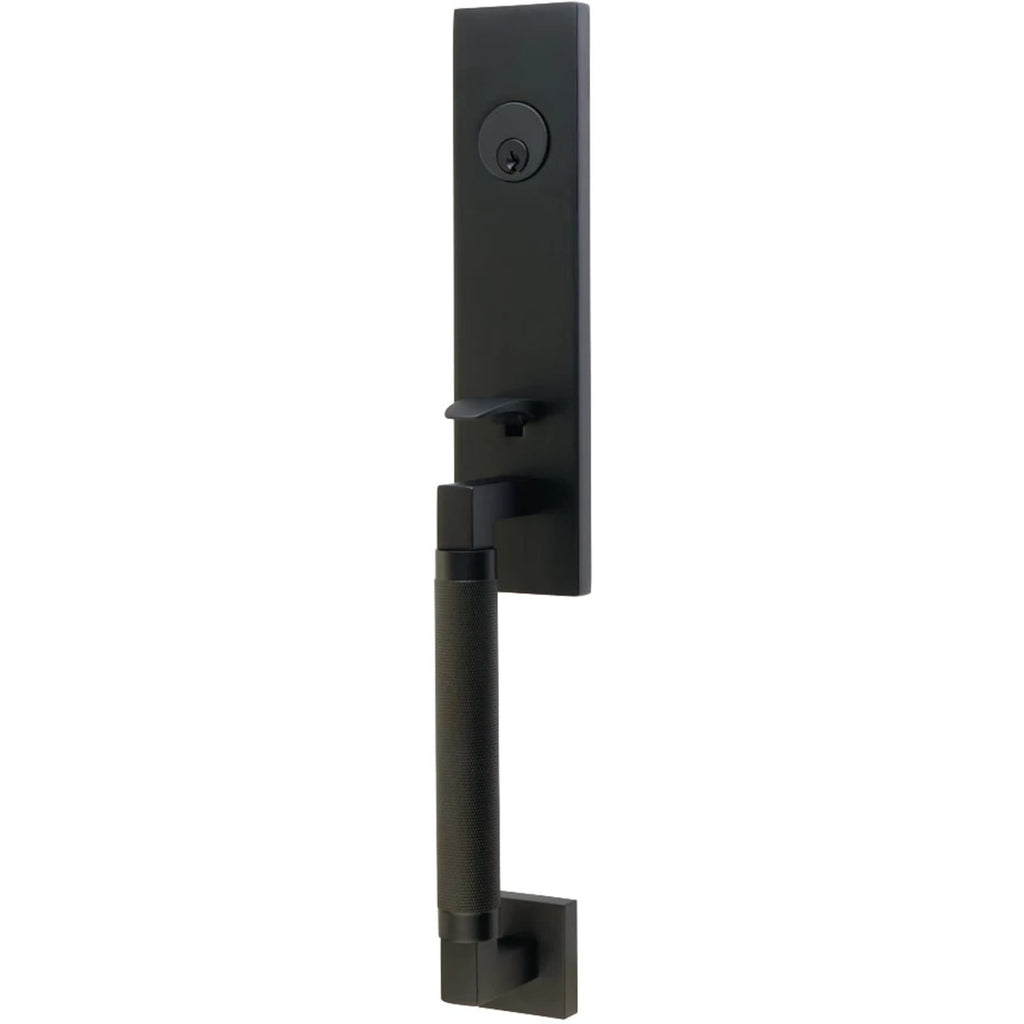 Emtek Juego de Entrada — Hercules Knurled Monolithic Tubular — Negro Mate