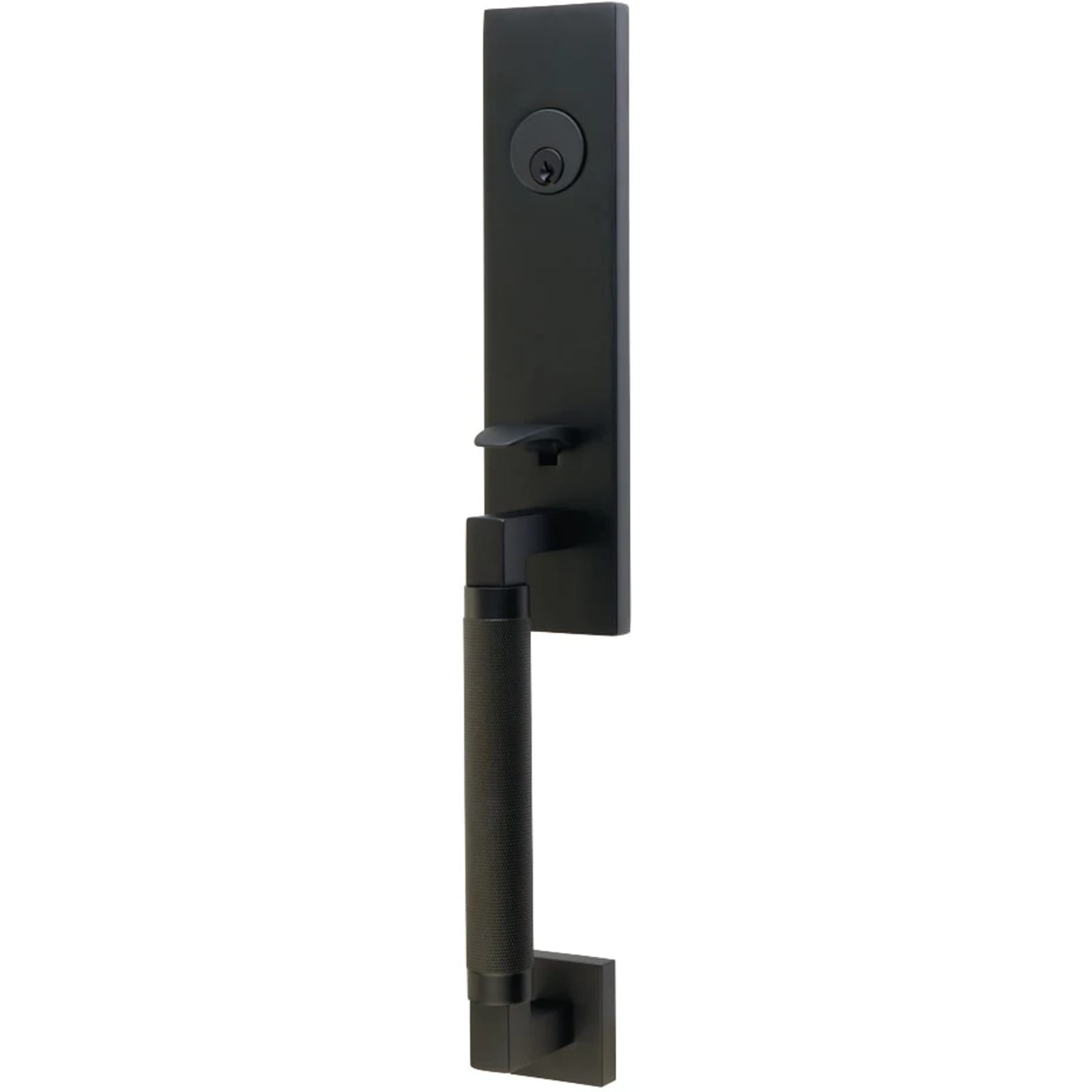 Emtek Juego de Entrada — Hercules Knurled Monolithic Tubular — Negro Mate
