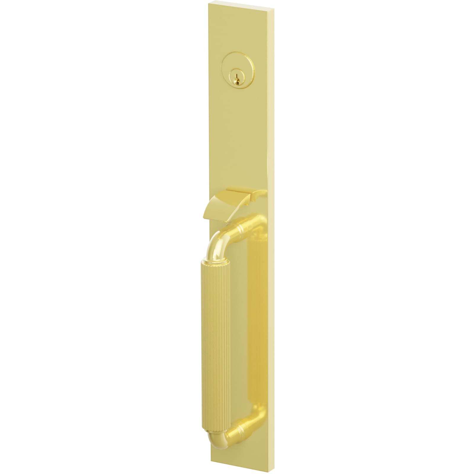 Emtek Juego de Entrada — Select Full Length Tubular Straight Knurled_R-Bar Stem — Latón sin Laca