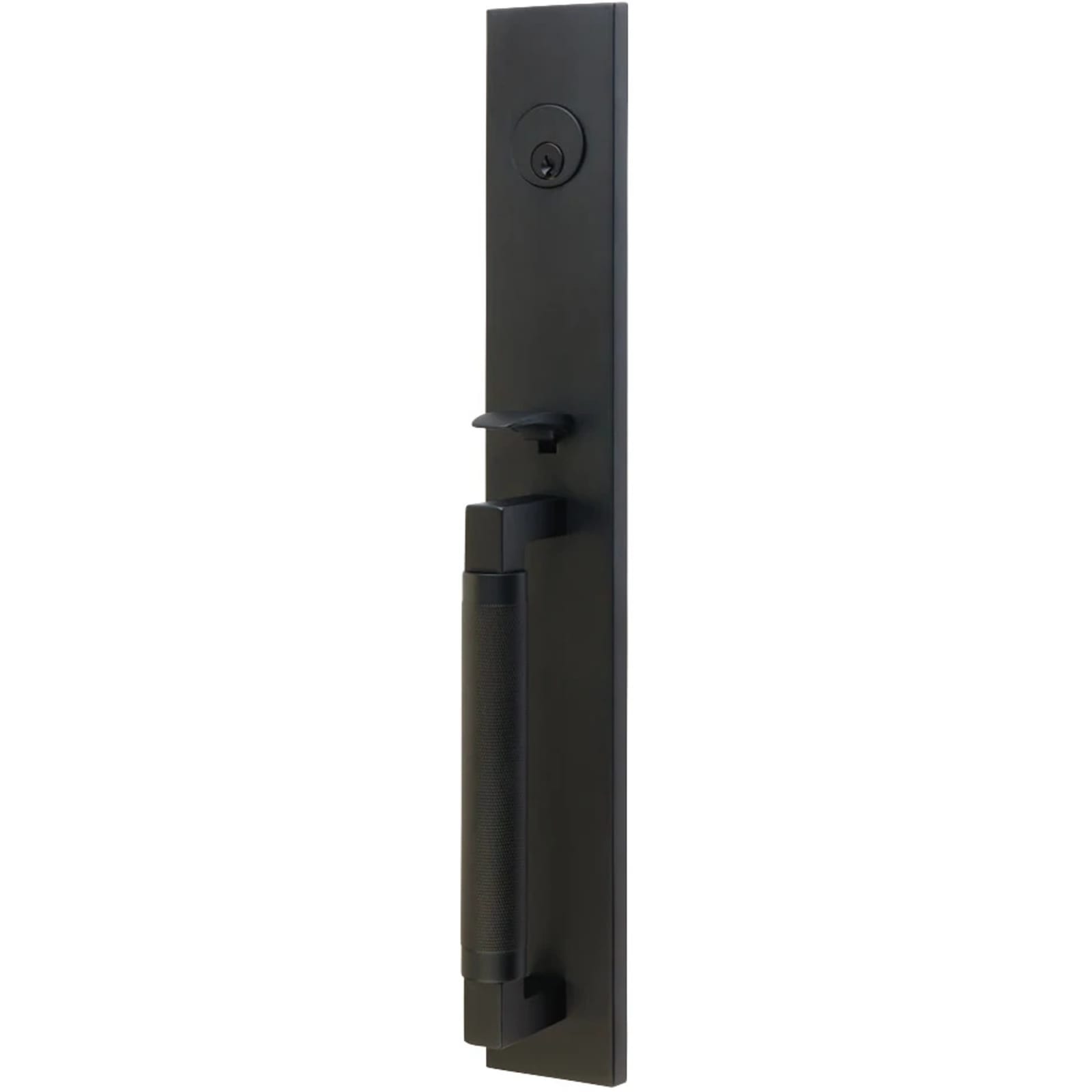 Emtek Juego de Entrada — Hercules Knurled Full Length Tubular — Negro Mate