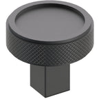 Emtek SELECT Perilla Cuadrado Moleteada — Negro Mate