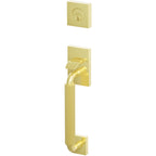 Emtek Juego de Entrada — Select Sectional Tubular Straight Knurled_R-Bar Stem — Latón sin Laca