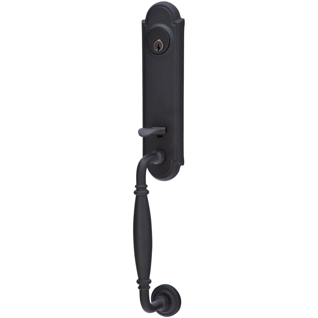 Emtek Juego de Entrada — Monolithic with Normandy Grip — Acero Negro Mate