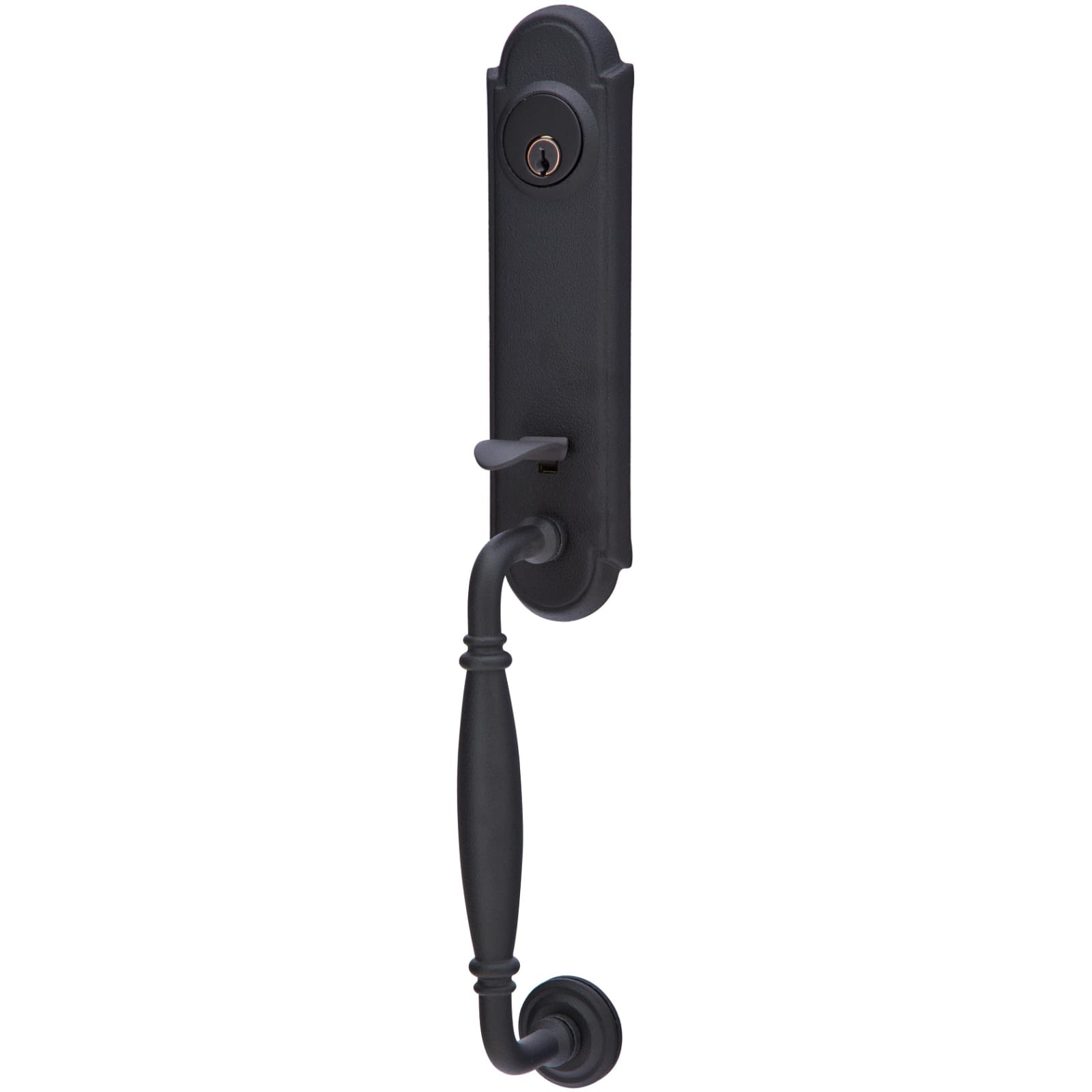 Emtek Juego de Entrada — Monolithic with Normandy Grip — Acero Negro Mate
