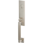 Emtek Juego de Entrada — Select Monolithic Tubular Straight Knurled — Níquel Satinado