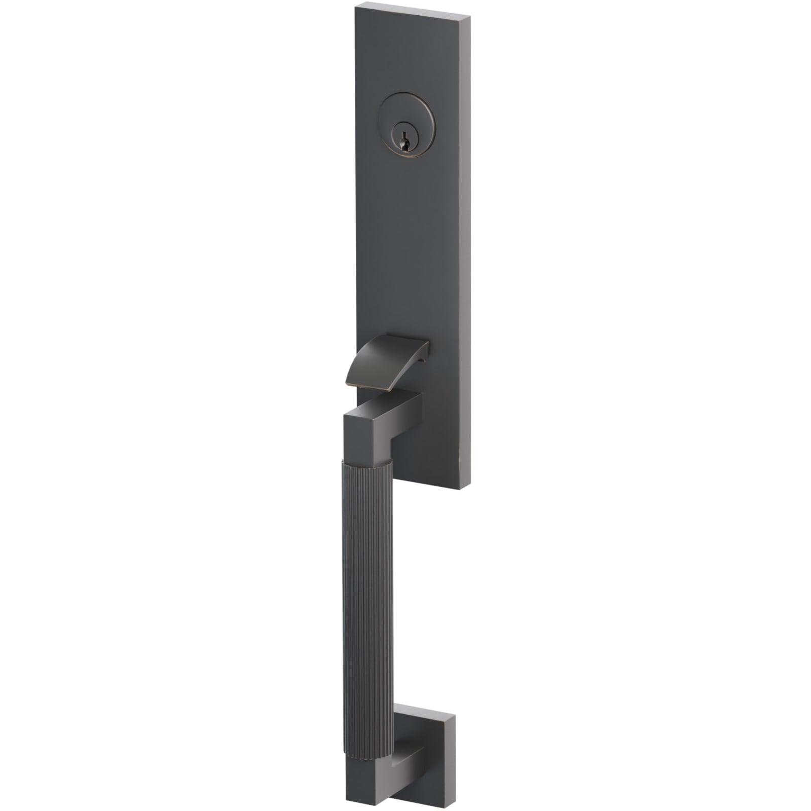 Emtek Juego de Entrada — Select Monolithic Tubular Straight Knurled — Bronce Aceitado