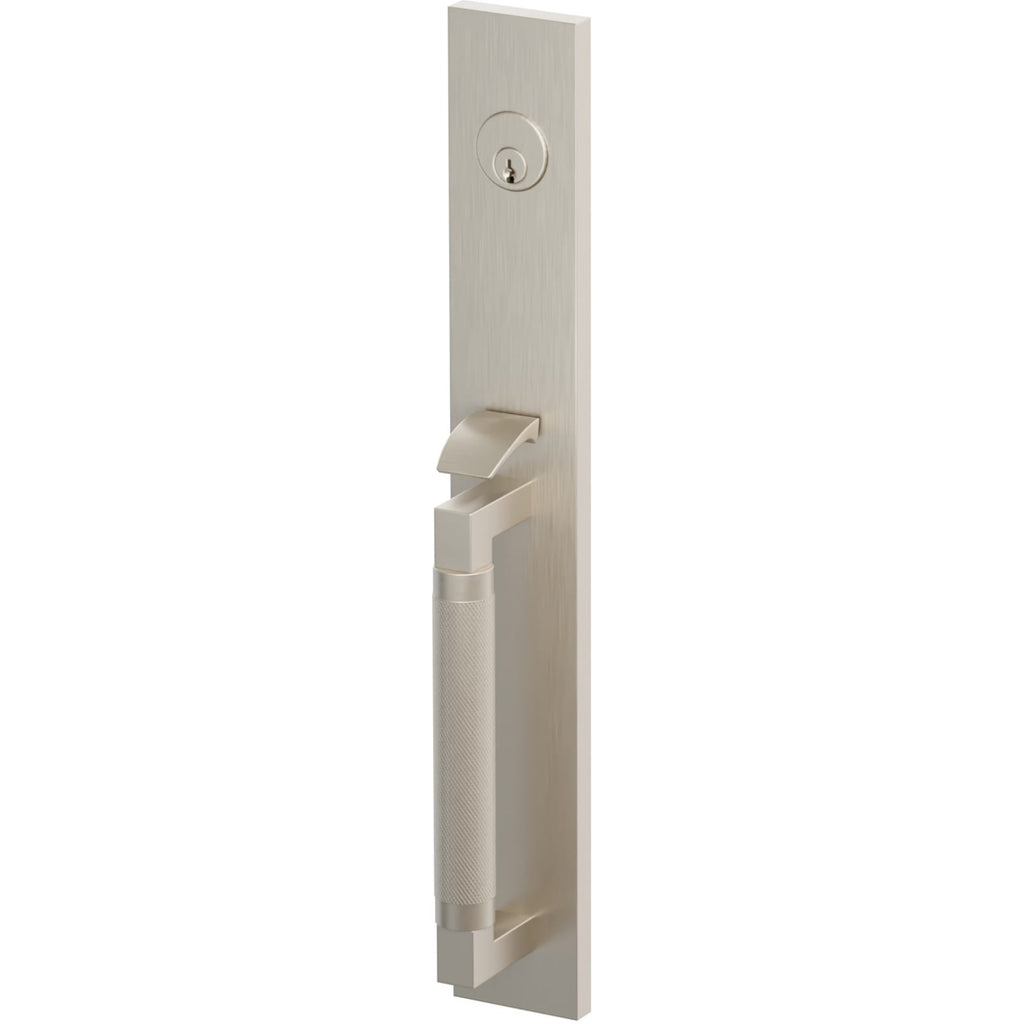 Emtek Juego de Entrada — Select Full Length Tubular Knurled — Níquel Satinado