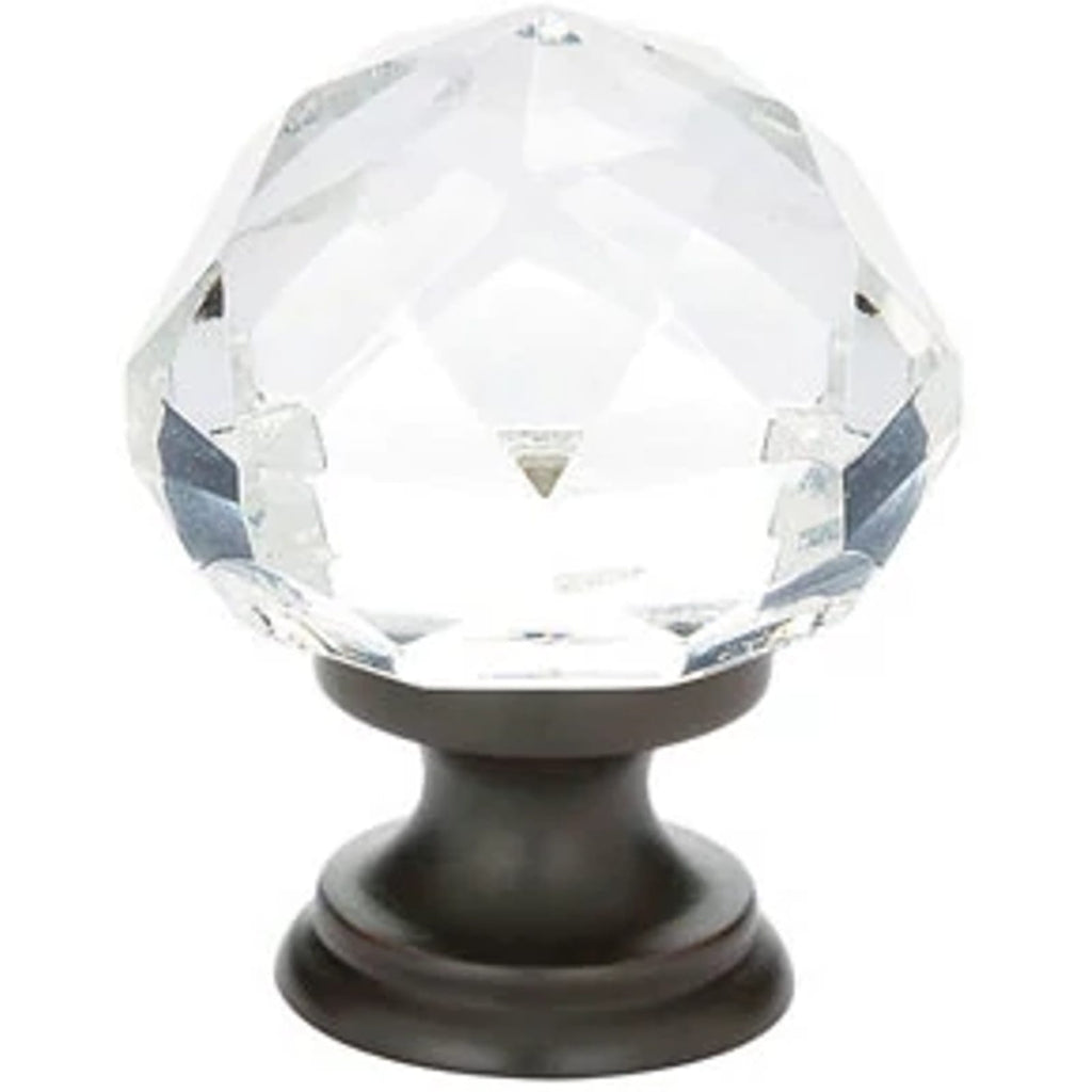 Emtek Perilla de Vestidor Diamond de Vidrio, 1-3/4" — Bronce Aceitado