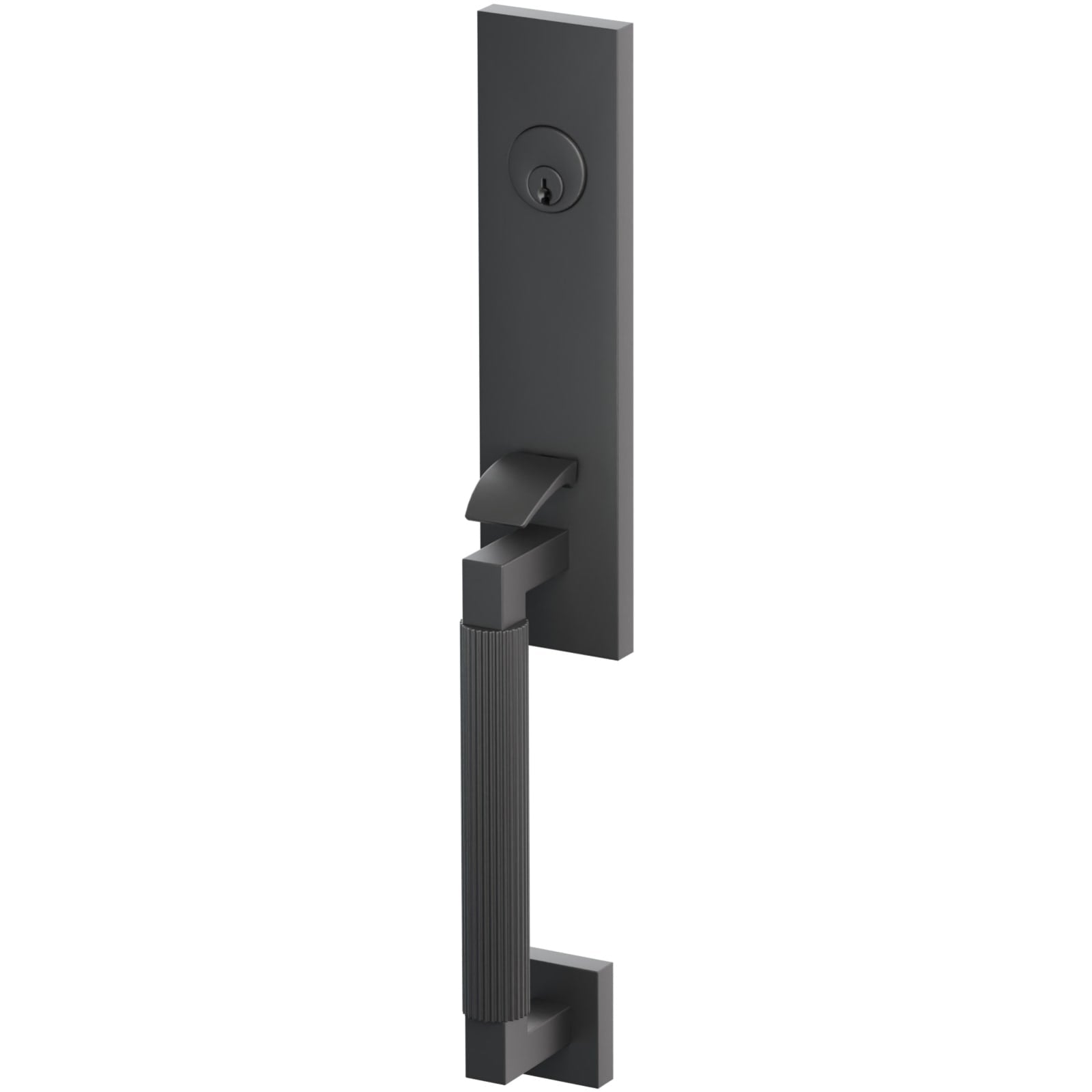Emtek Juego de Entrada — Select Monolithic Tubular Straight Knurled — Negro Mate